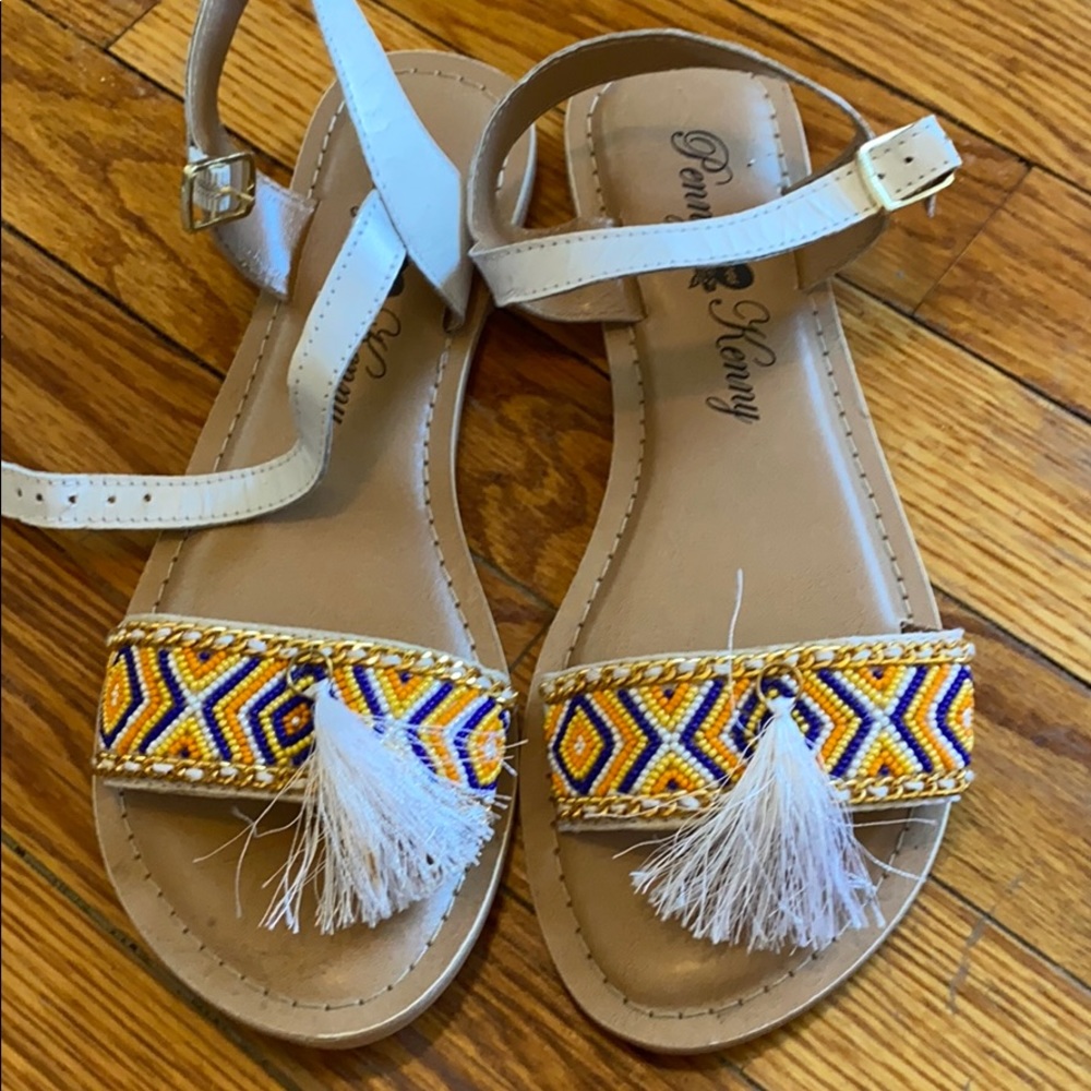 Beaded Tassle Sandals NEVER WORN